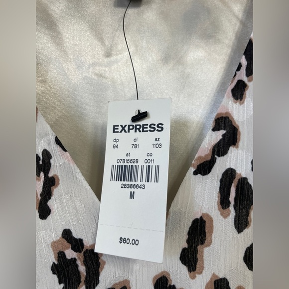 EXPRESS Medium Pink Black Animal Print Ruffle Dress NWT - Picture 4 of 4